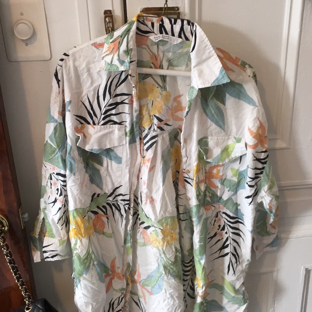 Cropped sleeve oversized beachy shirt